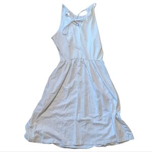 Womens Sundress M White Tie Back Gathered Waist
